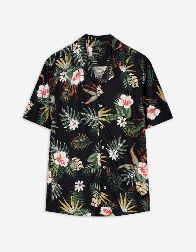 Hemd - Allover-Print - schwarz