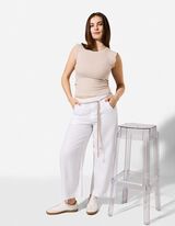 Jupe-culotte - Aspect lin - Blanc cass&eacute;