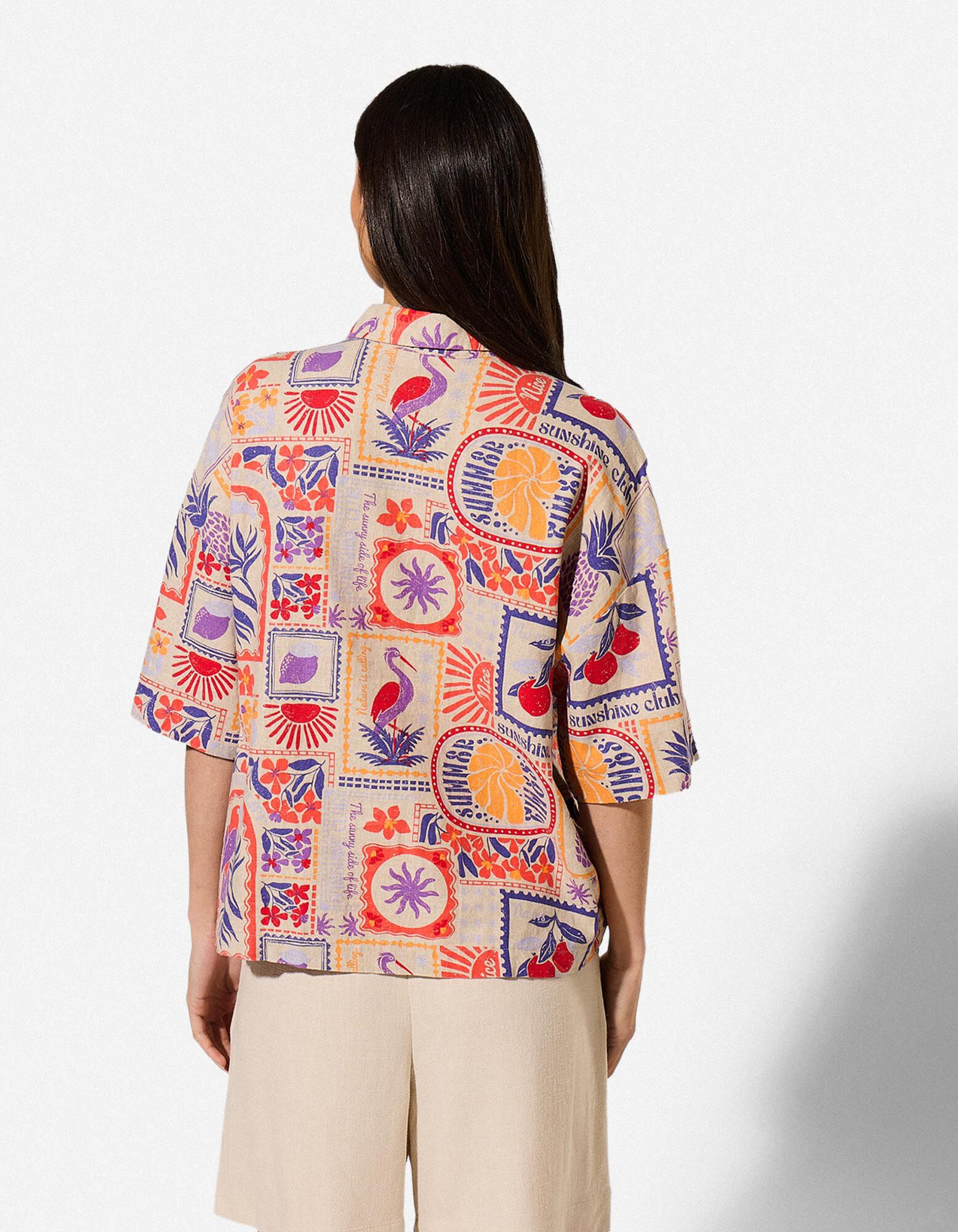 Bluse - Leinen-Mix - Beige