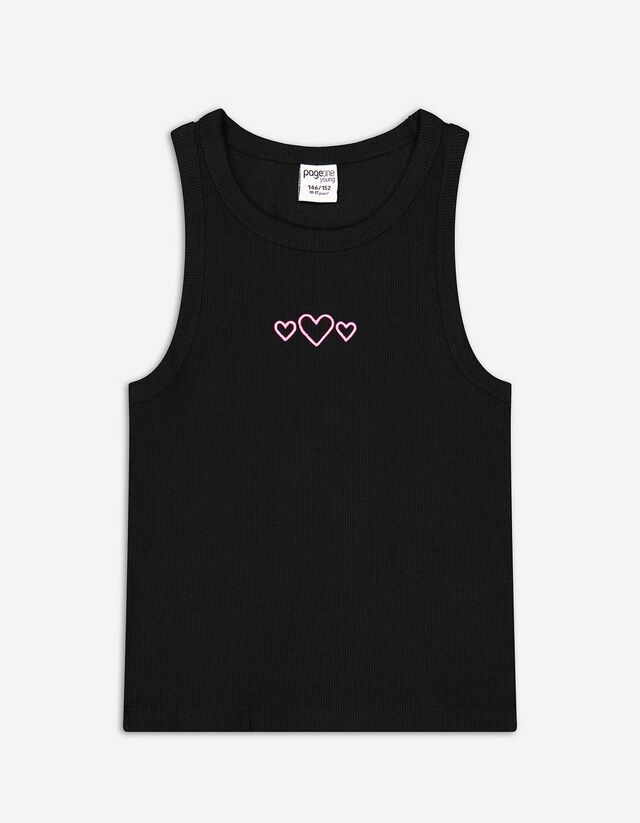 Top cropped - Broderie - Negru