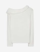 Langarmshirt - Schulterfrei - weiß
