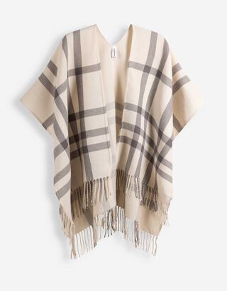 Poncho - Ruitmotief - Off-White