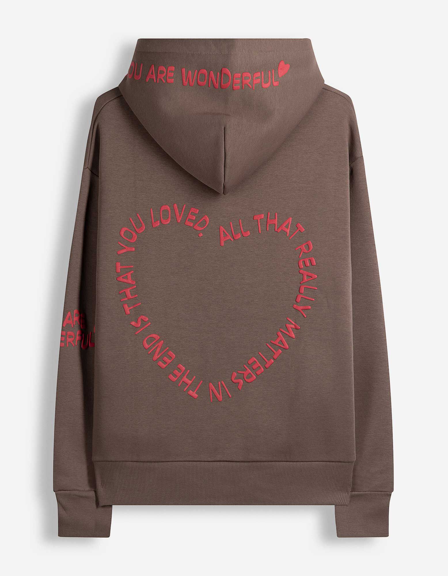 Hoodie - Print - Braun