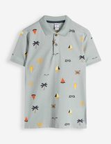 Poloshirt - Allover-Print - t&uuml;rkis