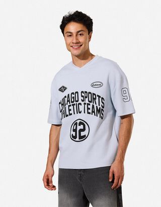 T-Shirt - V-Ausschnitt - hellblau