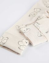 Pikkade varrukatega bodist, pükstest, T-särgist, sipupükstest ja pudipõllest koosnev komplekt - allover-trükk - beezh