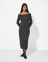 Abito a maglia - Scollo alla carmen - grigio