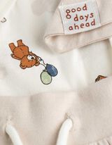 Set met romper, broek en slabbetje - Katoen - wit