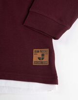 Bluză de corp cu mânecă lungă - Double-Layer-Look - Rosu inchis