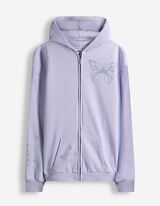Sweatjacke - Ziersteine - lila