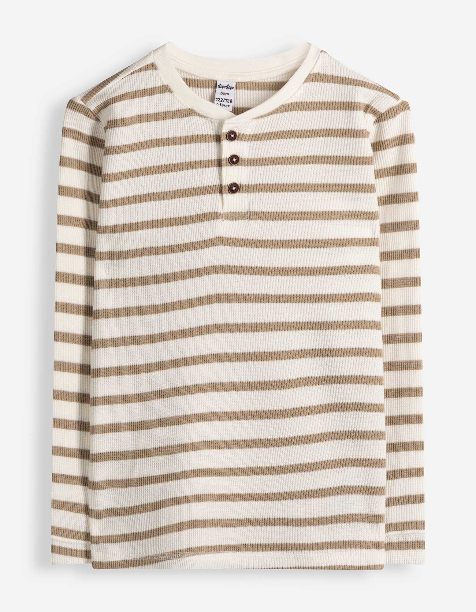 Langarmshirt - Waffelstruktur - Beige