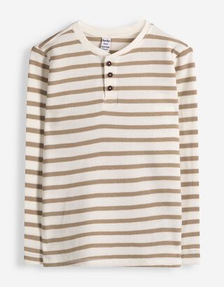 Langarmshirt - Waffelstruktur - Beige