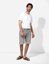 Short en jean - Revers cousus au bas des jambes - Gris
