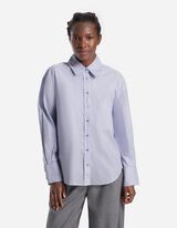 bluzka koszulowa - kieszeń na piersi - jasny niebieski