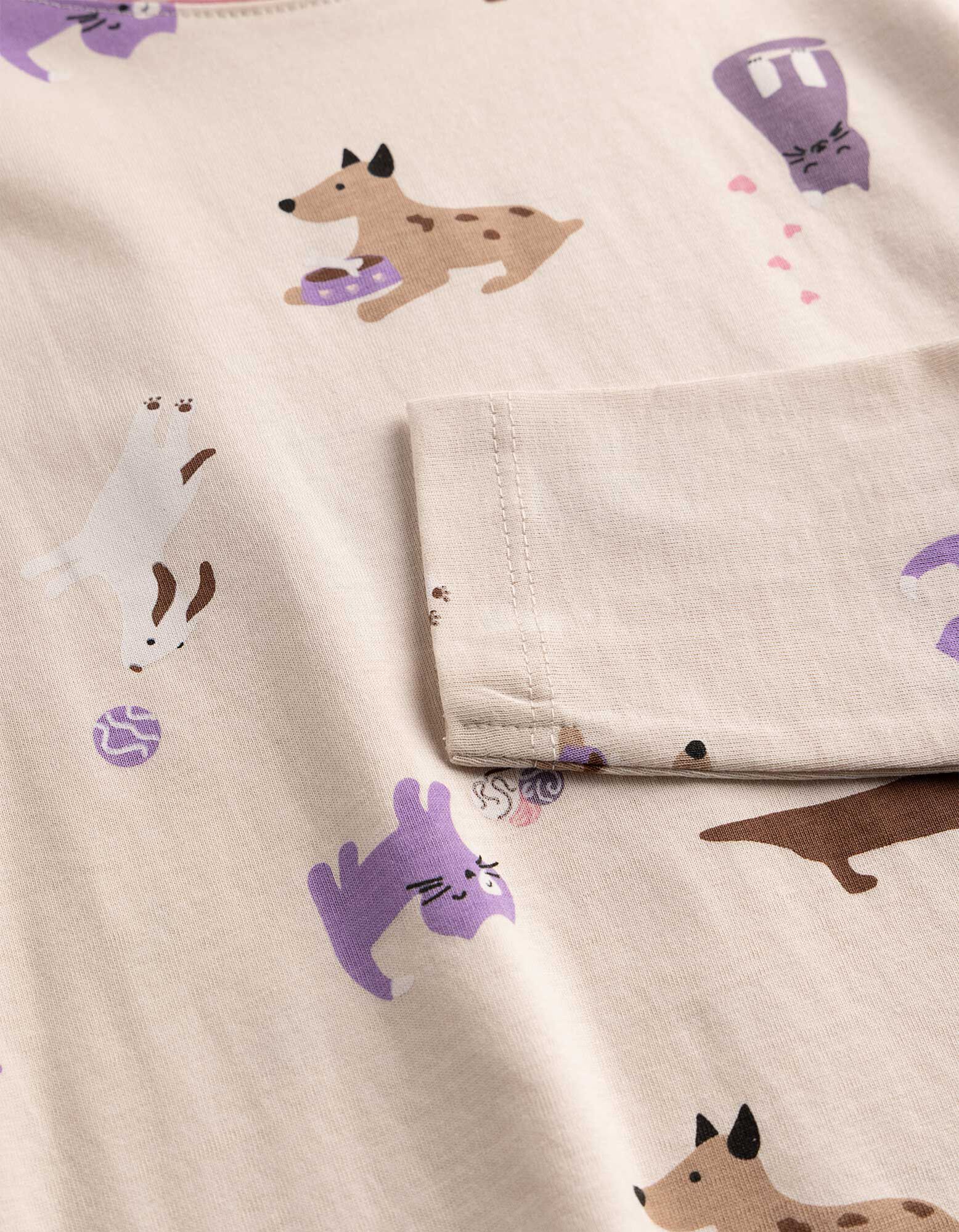 Longshirt - Allover-Print - Beige