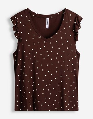 Top - Polka Dots - Dunkelbraun