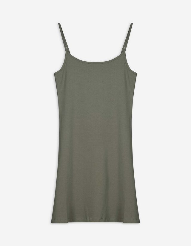 Kleid in A-Linie - Spaghettiträger - grün