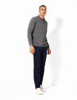 Langarmshirt - Polokragen - Dunkelgrau