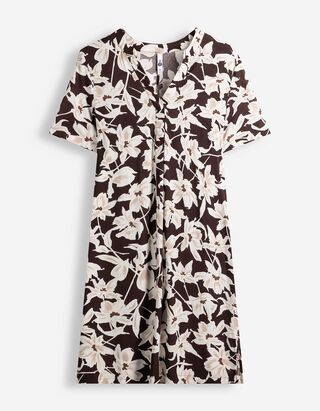 Kleid - Allover-Print - Dunkelbraun