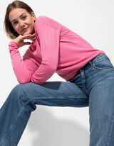 sweter - miękki materiał - rozowy