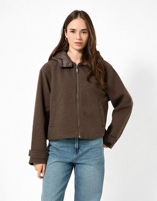 Blouson - Afneembare capuchon - bruin