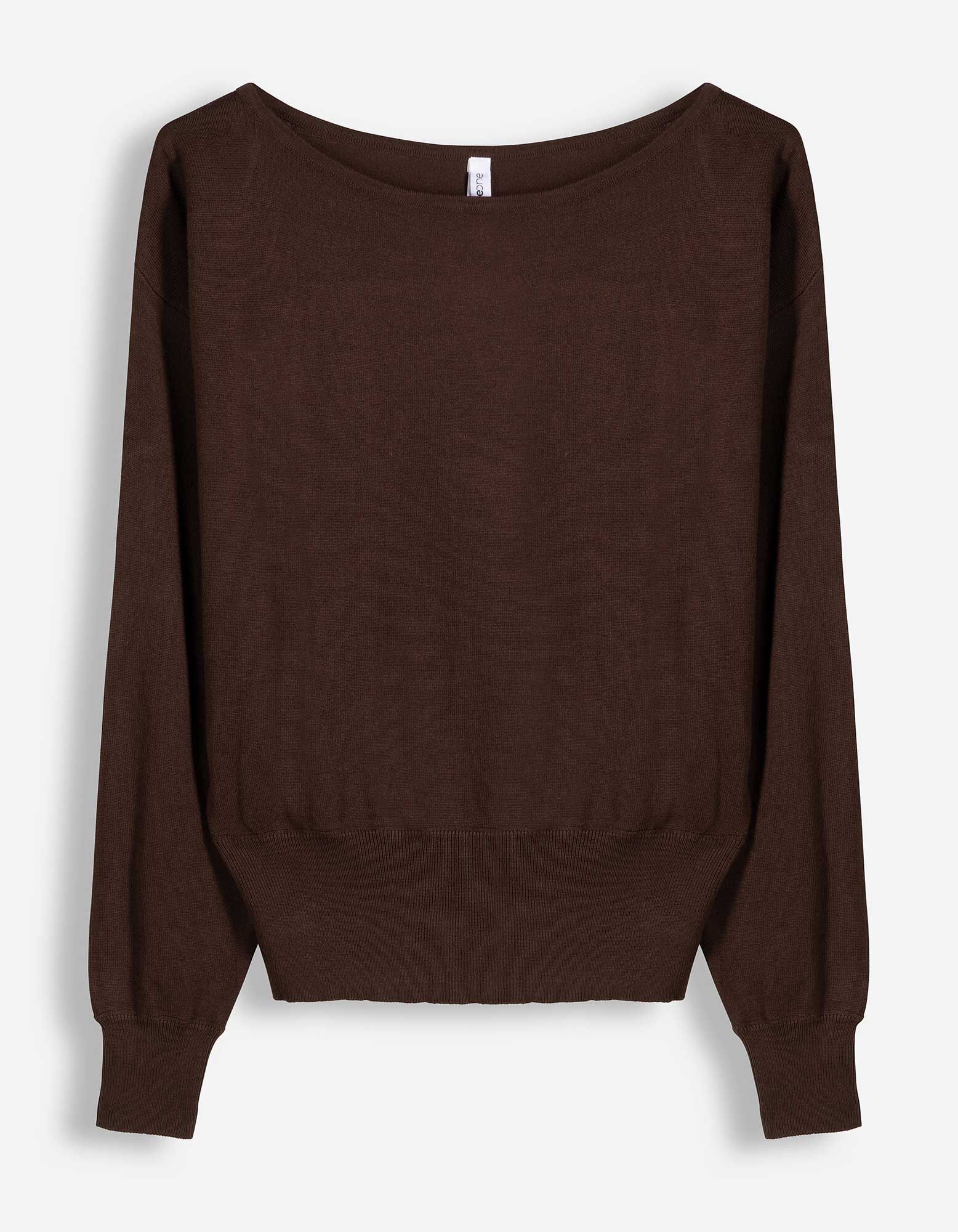 Pullover - U-Ausschnitt - Dunkelbraun
