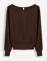 Pullover - U-Ausschnitt - Dunkelbraun