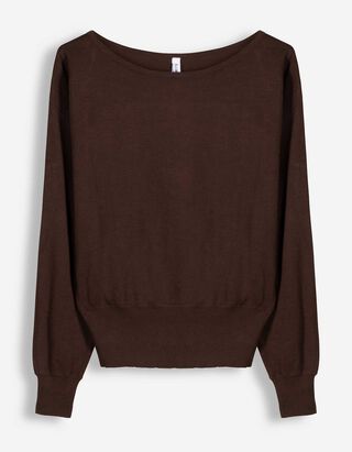 Pullover - U-Ausschnitt - Dunkelbraun