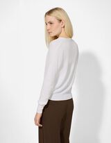 Strickjacke - V-Ausschnitt - wei&szlig;