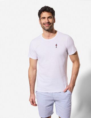 T-Shirt - Stickereien - wei&szlig;