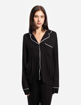 pidžama set od majice i pantalona - Me&scaron;avina viskoze - crno