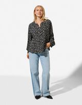 Bluse - Florales Muster - Schwarz