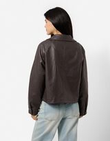 Blouson - Imitatieleer - Donkerbruin