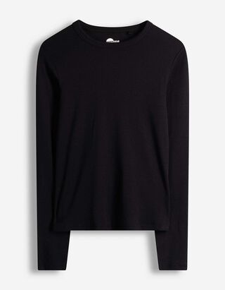 Langarmshirt - Modal-Anteil - schwarz
