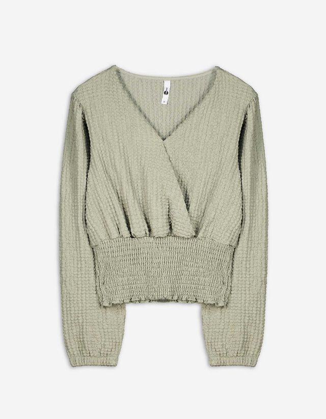 Maglia a manica lunga - Aspetto grinzoso - verde chiaro