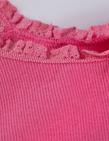 Top - Jemný žebrový materiál - pink