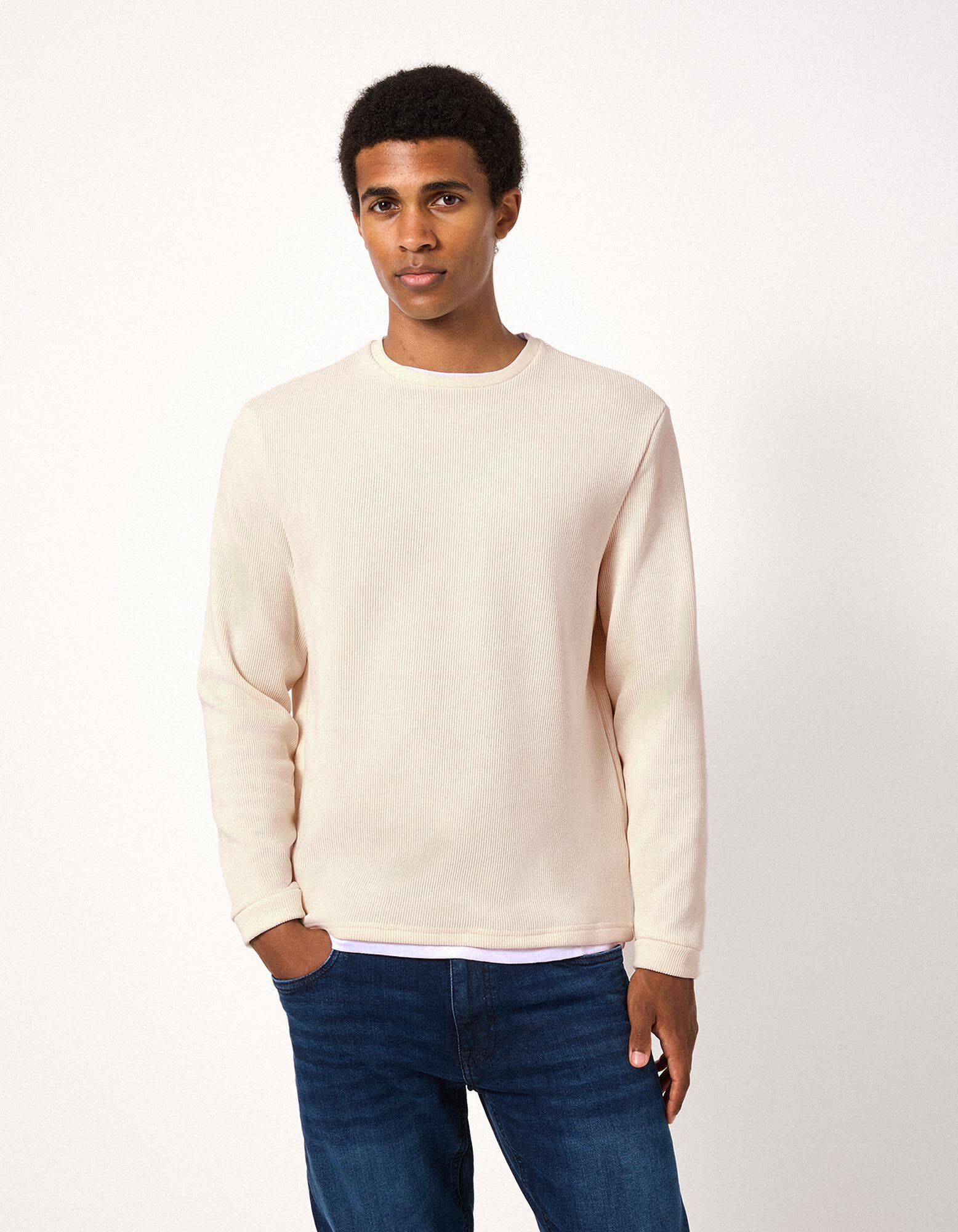 Langarmshirt - Double-Layer-Look - Off-White