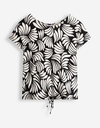 T-Shirt - Florales Muster - schwarz