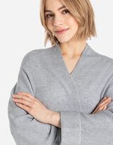 Hosszított kardigán - Visszahajtott ujj - szürke