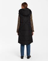 Hosszú mellény - Műszőrme - fekete