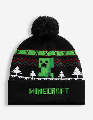 Bonnet &agrave; pompon - Minecraft - noir