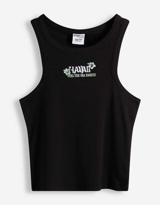 Top - Frontprint - Schwarz