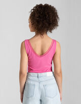 Trumpa palaidinė - Nėrinių apvadas - ryskiai rozinis