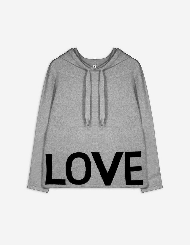 sweter - napis - szary