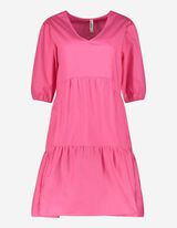 Térdig érő ruha - V-kivágás - pink