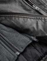 Biker-jakk - eemaldatav kapuuts - tumehall