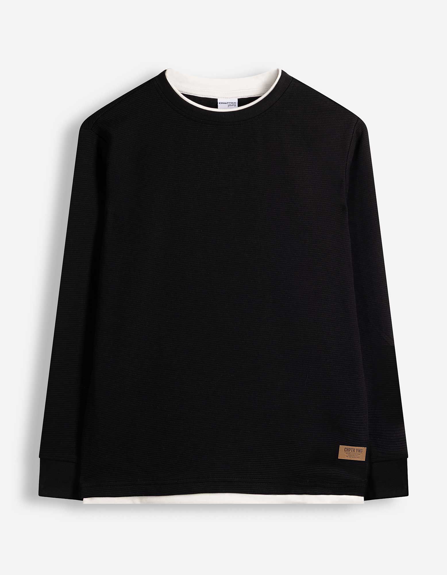 Langarmshirt - Oversized Fit - Schwarz