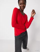T-shirt &agrave; manches longues - Coton - Rouge