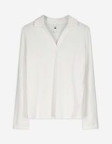Pololangarmshirt - Polokragen - weiß
