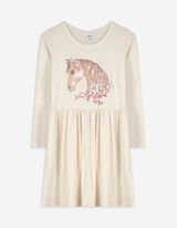 Kleid - Print - beige